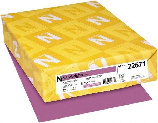 Neenah Paper - 8-1/2" x 11" Planetary Purple Colored Copy Paper - Use with Laser Printers, Copiers, Inkjet Printers - Americas Industrial Supply