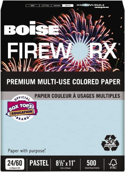 Boise - 8-1/2" x 11" Bottle Rocket Blue Colored Copy Paper - Use with Laser Printers, Copiers, Inkjet Printers - Americas Industrial Supply