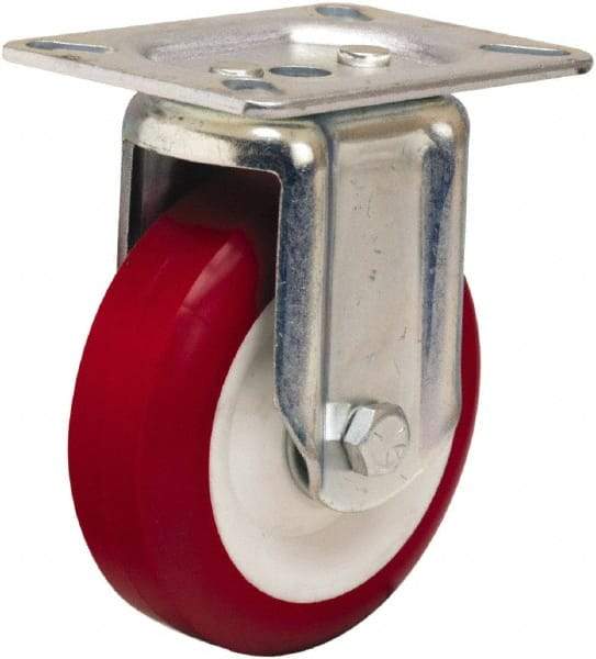 Hamilton - 4" Diam x 1-3/8" Wide x 5-1/16" OAH Top Plate Mount Rigid Caster - Polyurethane Mold on Polypropylene, 400 Lb Capacity, Sealed Precision Ball Bearing, 3-1/8 x 4-1/8" Plate - Americas Industrial Supply