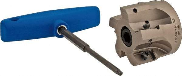 Iscar - 5 Inserts, 2" Cut Diam, 3/4" Arbor Diam, 0.708" Max Depth of Cut, Indexable Square-Shoulder Face Mill - 0° Lead Angle, 1.57" High, P290 AC.T 1806.. Insert Compatibility, Through Coolant, Series MillShred - Americas Industrial Supply