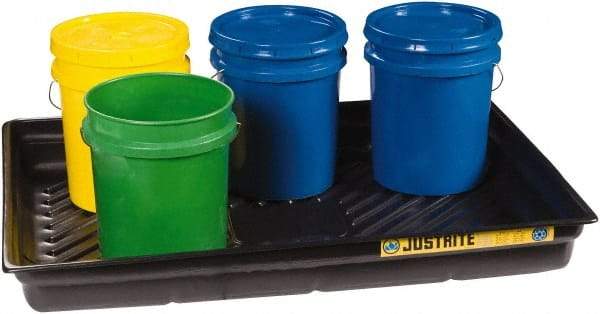 Justrite - 29 Gallon Capacity, 33 Inch Long x 47 Inch Wide, Polyurethane Spill Tray - 33 Inch Diameter, 5-1/2 Inch High, Black - Americas Industrial Supply