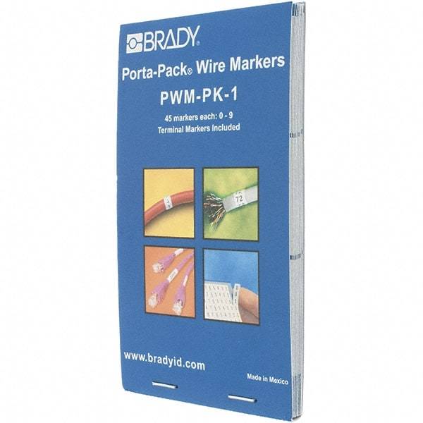 Brady - Nylon Cable Tag - NMBRS 0-9 WHT/BLK WIRE MARKER BOOK - Americas Industrial Supply