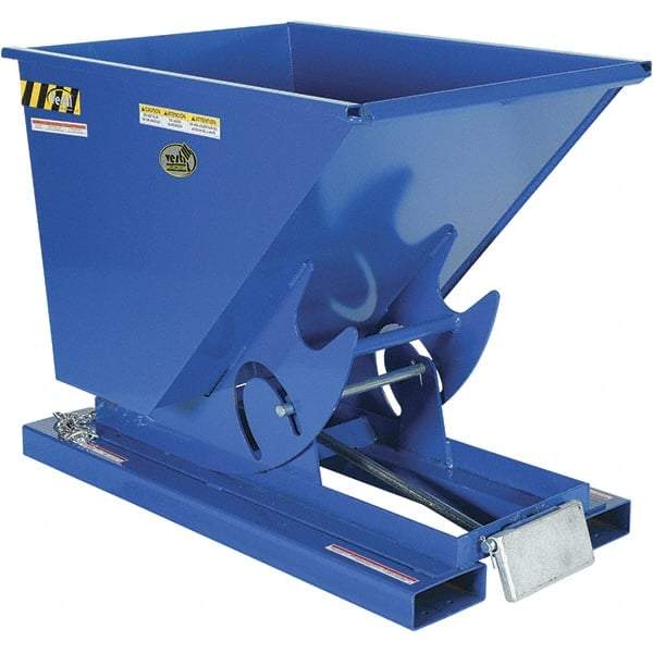 Vestil - 4,000 Lb Load Capacity, 1/2 Cu Yd, Steel Self-Dumping Hopper - 33-9/16" Wide x 51-7/8" Long x 38-1/16" High, Blue - Americas Industrial Supply
