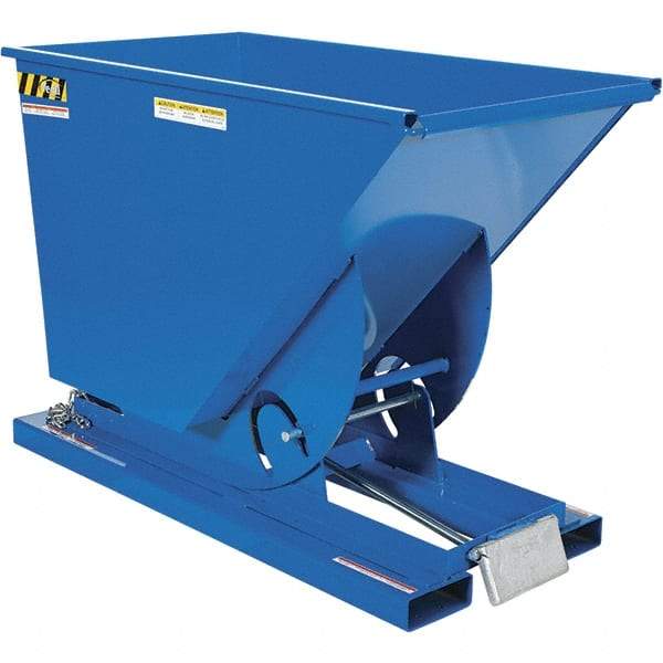 Vestil - 4,000 Lb Load Capacity, 3/4 Cu Yd, Steel Self-Dumping Hopper - 31-9/16" Wide x 61-1/8" Long x 42-3/4" High, Blue - Americas Industrial Supply