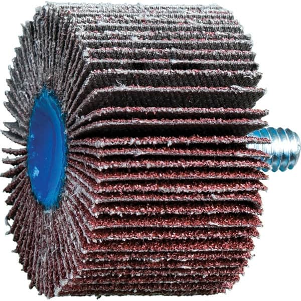 PFERD - 1-1/2" Diam x 1" Face Width, Aluminum Oxide Coated Mounted Flap Wheel - 1/4-20 Threaded Mount, 60 Grit, 23,000 Max RPM - Americas Industrial Supply