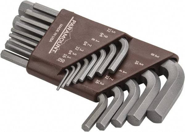 Paramount - 13 Piece L-Key Short Arm Hex Key Set - Hex Range 0.05 to 3/8", Steel - Americas Industrial Supply