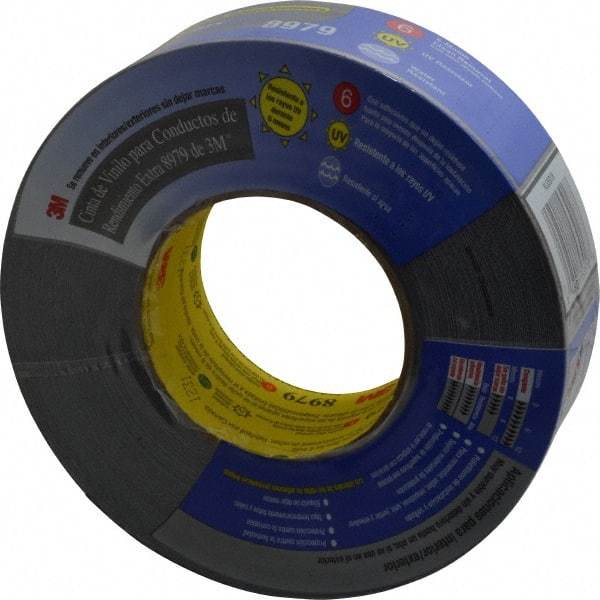 3M - 2" x 55m Black Duct Tape - 12.1 mil, Rubber Adhesive, Polyethylene Film Backing, 36 Lb/ln Tensile Strength, 200°F Max, Series 8979 - Americas Industrial Supply