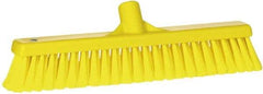 Vikan - 16" Fine Particle Synthetic Push Broom - 2" Bristle Length, Plastic Block, European Threaded Handle Connection - Americas Industrial Supply