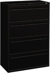 Hon - 36" Wide x 53-1/4" High x 19-1/4" Deep, 4 Drawer Lateral File - Steel, Black - Americas Industrial Supply