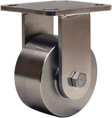 Hamilton - 4" Diam x 2" Wide x 5-5/8" OAH Top Plate Mount Rigid Caster - Forged Steel, 850 Lb Capacity, Stainless Steel Double Shielded Precision Ball Bearing, 4 x 4-1/2" Plate - Americas Industrial Supply