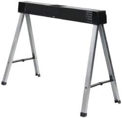 Stanley - Galvanized Sheet Metal & Polypropylene Foldup Sawhorse - Silver/Black & Yellow, For 2 x 4" Construction Applications - Americas Industrial Supply