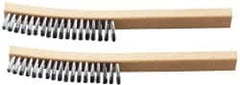 Ability One - 4 Rows x 1 Column Steel Plater's Brush - 13" OAL, 1" Trim Length, Wood Curved Handle - Americas Industrial Supply