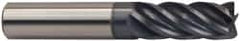 Accupro - 3/8", 1" LOC, 3/8" Shank Diam, 2-1/2" OAL, 6 Flute, Solid Carbide Square End Mill - Single End, AlTiN Finish, Spiral Flute, 25° Helix, Centercutting, Right Hand Cut, Right Hand Flute - Americas Industrial Supply