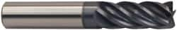 Accupro - 1/4", 5 Flute, Single End, Solid Carbide, 0.01" Corner Radius End Mill - 2-1/2" OAL, 37° Helix, Right Hand Flute, 3/8" LOC, Right Hand Cut - Americas Industrial Supply