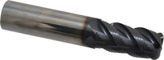 OSG - 3/4" Diam, Fine Pitch, 1-1/4" LOC, 4 Flute Solid Carbide 0.19" Corner Radius Roughing End Mill - TiAlN Finish, 4" OAL, 3/4" Shank Diam, Single End, Centercutting - Americas Industrial Supply