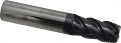 OSG - 5/8" Diam, Fine Pitch, 1-1/4" LOC, 4 Flute Solid Carbide 0.125" Corner Radius Roughing End Mill - TiAlN Finish, 3-1/2" OAL, 5/8" Shank Diam, Single End, Centercutting - Americas Industrial Supply