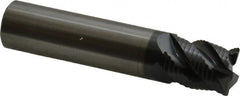 OSG - 5/8" Diam, Fine Pitch, 3/4" LOC, 4 Flute Solid Carbide 0.03" Corner Radius Roughing End Mill - TiAlN Finish, 3" OAL, 5/8" Shank Diam, Single End, Centercutting - Americas Industrial Supply