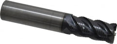 OSG - 5/8" Diam, Fine Pitch, 1-1/4" LOC, 4 Flute Solid Carbide 0.06" Corner Radius Roughing End Mill - TiAlN Finish, 3-1/2" OAL, 5/8" Shank Diam, Single End, Centercutting - Americas Industrial Supply