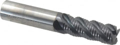 OSG - 1/2" Diam, Fine Pitch, 1-1/4" LOC, 4 Flute Solid Carbide 0.06" Corner Radius Roughing End Mill - TiAlN Finish, 3" OAL, 1/2" Shank Diam, Single End, Centercutting - Americas Industrial Supply
