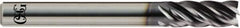 OSG - 5/8", 1-1/4" LOC, 5/8" Shank Diam, 3-1/2" OAL, 5 Flute, Solid Carbide Square End Mill - Single End, TiAlN Finish, Spiral Flute, 35° Helix, Centercutting, Right Hand Cut, Right Hand Flute, Series VG541 - Americas Industrial Supply