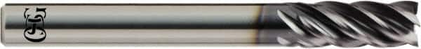 OSG - 3/4", 1-1/8" LOC, 3/4" Shank Diam, 3" OAL, 5 Flute, Solid Carbide Square End Mill - Single End, TiAlN Finish, Spiral Flute, 35° Helix, Centercutting, Right Hand Cut, Right Hand Flute, Series VG541 - Americas Industrial Supply
