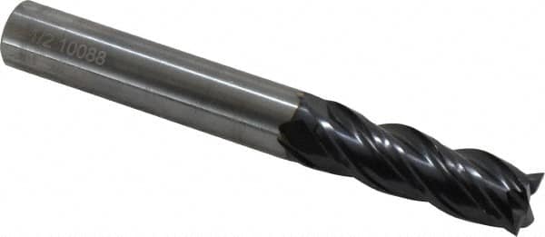 OSG - 1/2", 1-1/2" LOC, 1/2" Shank Diam, 4" OAL, 4 Flute, Solid Carbide Square End Mill - Single End, TiAlN Finish, Spiral Flute, 35° Helix, Centercutting, Right Hand Cut, Right Hand Flute, Series VG441 - Americas Industrial Supply