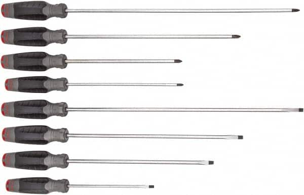 Proto - 8 Piece Slotted & Phillips Screwdriver Set - Bit Sizes: Philips #1 to #2 - Americas Industrial Supply