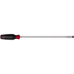 Slotted Screwdriver: 3/8″ Width, 14-3/4″ OAL, 10″ Blade Length 254mm Blade Length, Round Shank, Ergonomic Handle