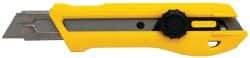 Stanley - Snap Utility Knife - 4-3/8" Blade, Yellow, Silver & Black Elastomer Plastic Handle, 1 Blade Included - Americas Industrial Supply