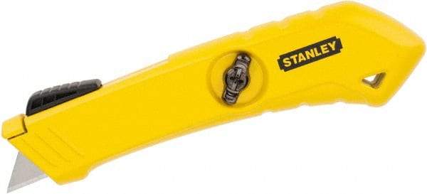 Stanley - Springback Safety Cutter - 2-29/64" Blade, Yellow Zinc Handle, 1 Blade Included - Americas Industrial Supply