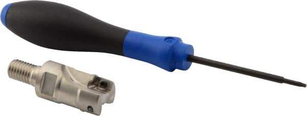 Seco - 3/4" Cut Diam, 0.354" Max Depth of Cut, 1.378" OAL, Indexable Square Shoulder End Mill - XOEX, XOMX Inserts, M10 Modular Connection, 90° Lead Angle, Through Coolant, Series Turbo 10 - Americas Industrial Supply