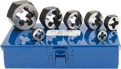 Cle-Line - M6x1.00 to M20x2.50 Metric, Hex Die Set - 7 Piece Set, Comes with Metal Case - Exact Industrial Supply