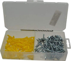 Value Collection - 200 Piece, #6 to 8 Screw, Plastic & Steel Hex Drive Anchor Assortment - Zinc Plated, 3/4" Long - Americas Industrial Supply