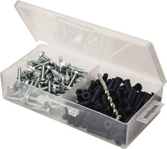 Value Collection - 200 Piece, #10 to 12 Screw, Plastic & Steel Hex Drive Anchor Assortment - Zinc Plated, 1" Long - Americas Industrial Supply