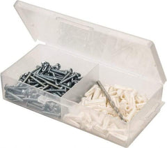 Value Collection - 200 Piece, #8 to 10 Screw, Plastic & Steel Slotted/Phillips Drive Anchor Assortment - Zinc Plated, 7/8" Long - Americas Industrial Supply