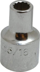 Proto - 5/16", 1/2" Drive, Standard Hand Socket - 12 Points, 1-31/64" OAL, Alloy Steel, Chrome Finish - Americas Industrial Supply