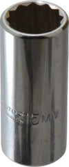 Proto - 1/4" Drive, Deep Hand Socket - 12 Points, 1-15/16" OAL, Alloy Steel, Chrome Finish - Americas Industrial Supply