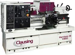 Clausing - 13-3/4" Swing, 25-1/4" Between Centers, 230 Volt, Triple Phase Engine Lathe - 4MT Taper, 10 hp, 17 to 3,250 RPM, 1-5/8" Bore Diam, 53" Deep x 65" High x 80" Long - Americas Industrial Supply