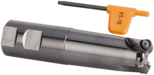 Kennametal - 1-1/4" Cutting Diam, 1-1/4" Shank Diam, 1-1/4" Max Depth of Cut, Straight Shank Indexable Copy End Mill - 3 Inserts, RD.X 10.. Insert, KDM Toolholder, Through Coolant - Americas Industrial Supply