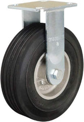 Hamilton - 8" Diam x 2" Wide, Rubber Rigid Caster - 500 Lb Capacity, Top Plate Mount, 4" x 4-1/2" Plate, Straight Roller Bearing - Americas Industrial Supply