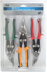 Value Collection - 3 Piece Aviation Snip Set - Left, Right, Straight, 10" OAL, 1-3/8" LOC - Americas Industrial Supply