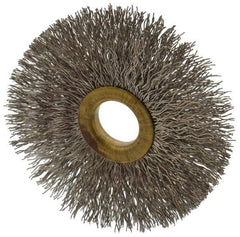 Osborn - 3" OD, 5/8" Arbor Hole, Crimped Stainless Steel Wheel Brush - 3/8" Face Width, 15/16" Trim Length, 0.014" Filament Diam, 20,000 RPM - Americas Industrial Supply