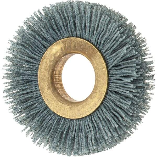 Osborn - 2" OD, 5/8" Arbor Hole, Crimped Nylon Wheel Brush - 3/8" Face Width, 7/16" Trim Length, 0.024" Filament Diam, 15,000 RPM - Americas Industrial Supply