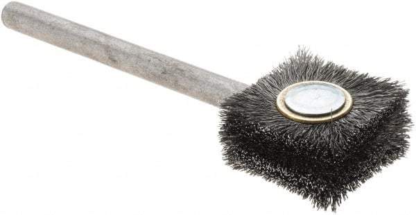Osborn - Flat Steel Tube Brush - 0.006" Filament Diam, 1" Brush Length, 3-1/4" OAL, 1/4" Diam Shank - Americas Industrial Supply