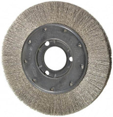 Osborn - 6" OD, 1-1/4" Arbor Hole, Crimped Stainless Steel Wheel Brush - 5/8" Face Width, 1-1/8" Trim Length, 0.005" Filament Diam, 6,000 RPM - Americas Industrial Supply