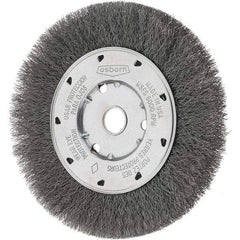 Osborn - 6" OD, 5/8" Arbor Hole, Crimped Steel Wheel Brush - 5/8" Face Width, 1-1/8" Trim Length, 0.008" Filament Diam, 6,000 RPM - Americas Industrial Supply