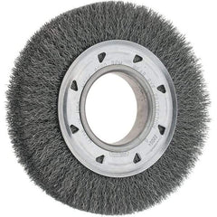 Osborn - 6" OD, 2" Arbor Hole, Crimped Steel Wheel Brush - 7/8" Face Width, 1" Trim Length, 0.0104" Filament Diam, 6,000 RPM - Americas Industrial Supply