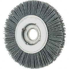 Osborn - 4" OD, 5/8" Arbor Hole, Crimped Nylon Wheel Brush - 5/8" Face Width, 3/4" Trim Length, 0.035" Filament Diam, 12,000 RPM - Americas Industrial Supply