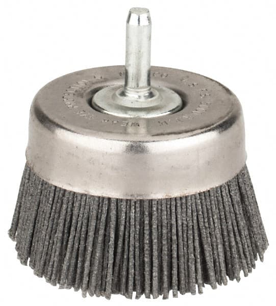 Osborn - 2-1/2" Diam, 1/4" Shank Straight Wire Silicon Carbide Cup Brush - Medium Grade, 1" Trim Length, 5,000 Max RPM - Americas Industrial Supply