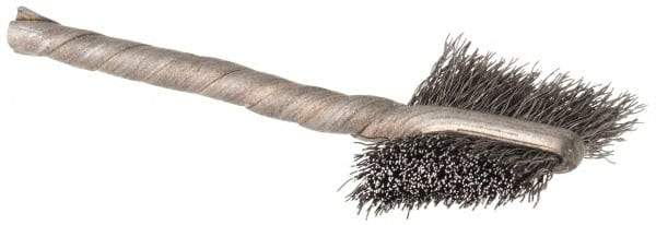 Osborn - 5/8" Diam Flat Stainless Steel Tube Brush - 0.005" Filament Diam, 5/8" Brush Length, 2-1/4" OAL, 1/8" Diam Shank - Americas Industrial Supply